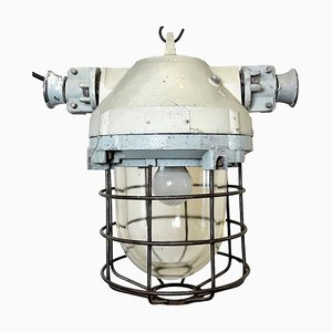 Industrial Bunker Ceiling Light with Iron Cage from Elektrosvit, 1970s-CGF-1750010