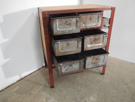 Industrial Cabinet with Iron Drawers and Fir Tops, 1970-WWQ-1100287