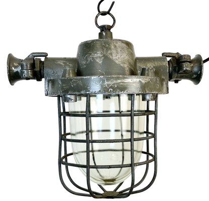 Industrial Cast Aluminium Cage Pendant Light, 1960s-CGF-1747339