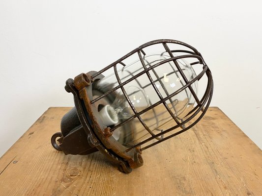 Industrial Cast Iron Cage Pendant Light, 1960s-CGF-1057215