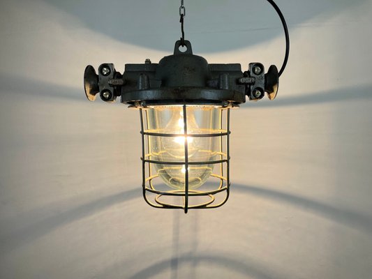 Industrial Cast Iron Cage Pendant Light, 1960s-CGF-1268378