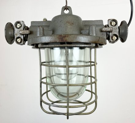 Industrial Cast Iron Cage Pendant Light, 1960s-CGF-1268378