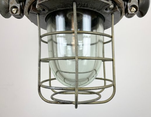 Industrial Cast Iron Cage Pendant Light, 1960s-CGF-1268378