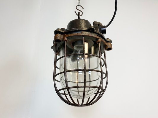 Industrial Cast Iron Cage Pendant Light, 1960s-CGF-1057215