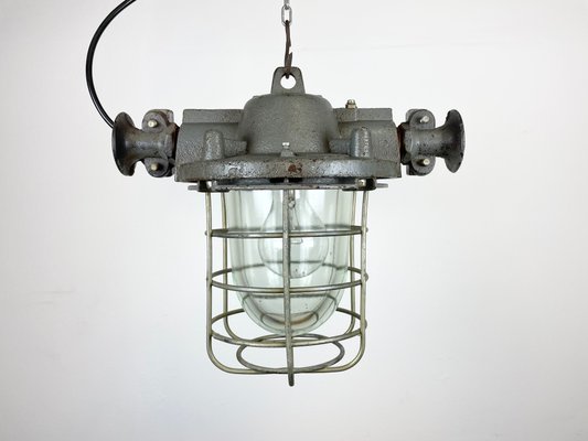 Industrial Cast Iron Cage Pendant Light, 1960s-CGF-1268378