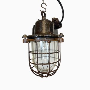 Industrial Cast Iron Cage Pendant Light, 1960s-CGF-1057215