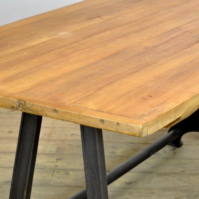 Industrial Cast Iron Table with Pine Top-IW-1293462