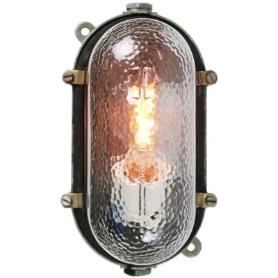 Industrial Cast Metal & Frosted Glass Sconce-BLS-1135214