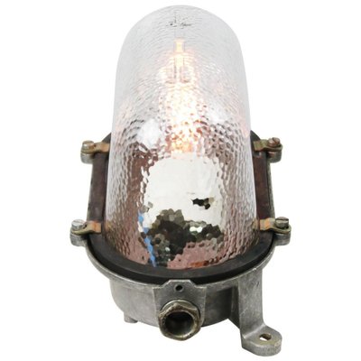 Industrial Cast Metal & Frosted Glass Sconce-BLS-1135214