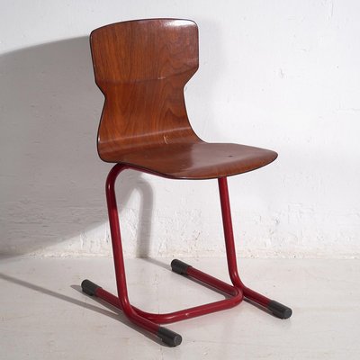 Industrial Chairs in Yellow and Red, 1950, Set of 4-ZNJ-2035299