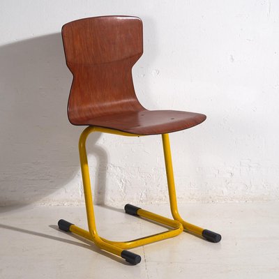 Industrial Chairs in Yellow and Red, 1950, Set of 4-ZNJ-2035299