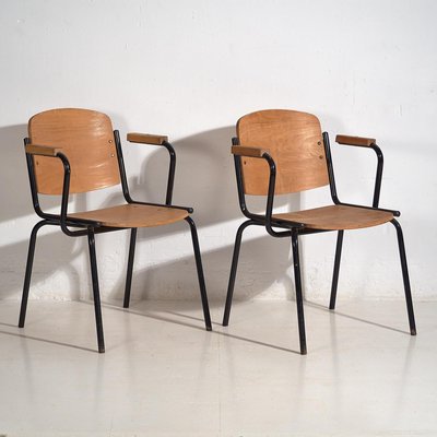 Industrial Chairs with Armrests, 1950, Set of 2-ZNJ-2035312