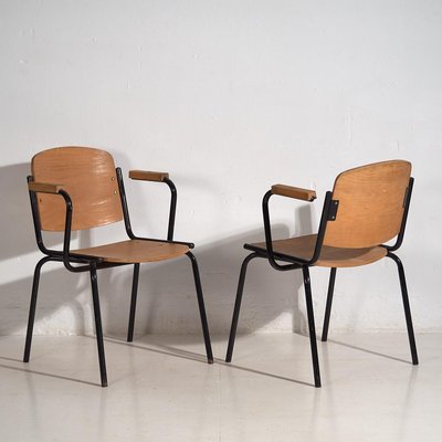 Industrial Chairs with Armrests, 1950, Set of 2-ZNJ-2035312