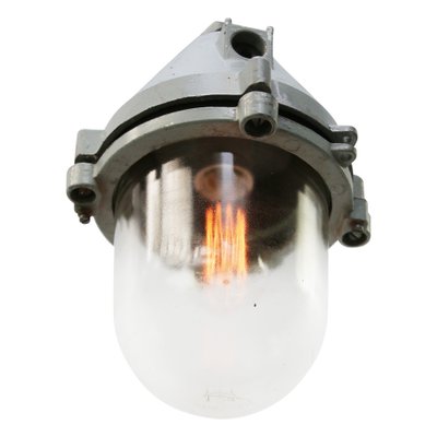 Industrial Clear Glass & Grey Pendant Light-BLS-1319574