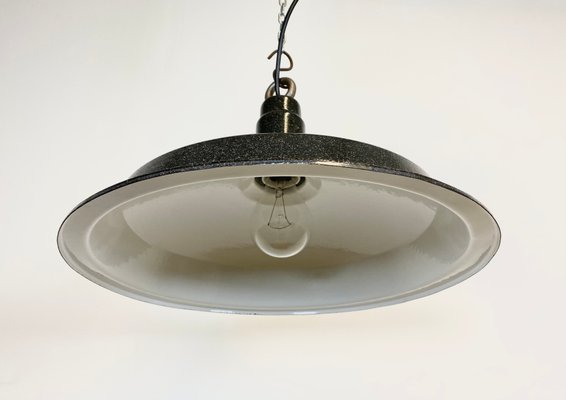 Industrial Dark Gray Enamel Hanging Lamp, 1950s-CGF-868308