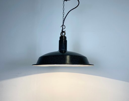 Industrial Dark Gray Enamel Hanging Lamp, 1950s-CGF-868308