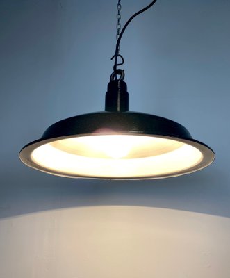 Industrial Dark Gray Enamel Hanging Lamp, 1950s-CGF-868308