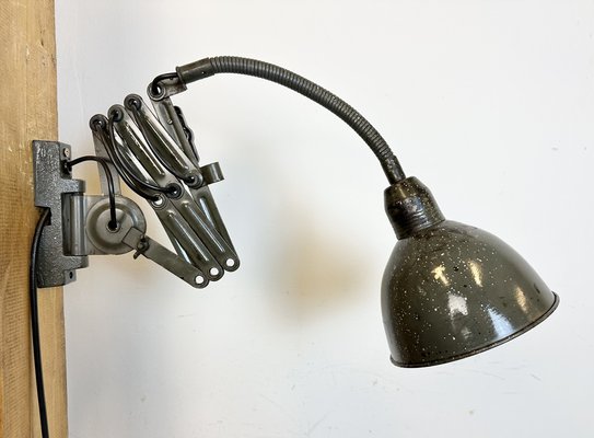 Industrial Dark Green Scissor Wall Lamp from Elektroinstala, 1960s-CGF-1733902