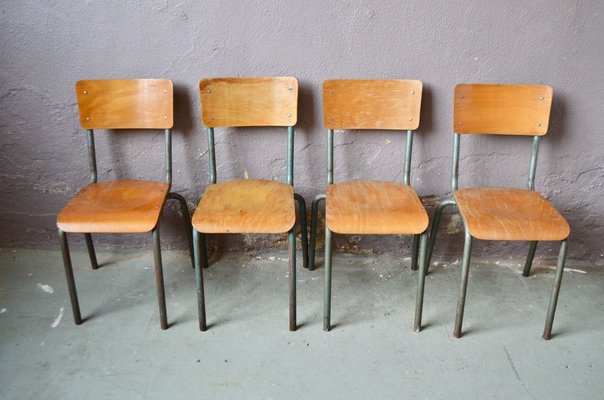 Industrial Dining Chairs, 1950s, Set of 4-AIU-825788