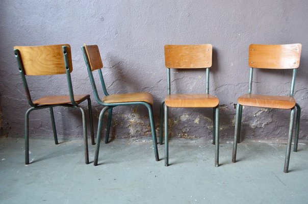 Industrial Dining Chairs, 1950s, Set of 4-AIU-825788