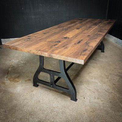 Industrial Dining Table in Rustic Oak-IA-1706081