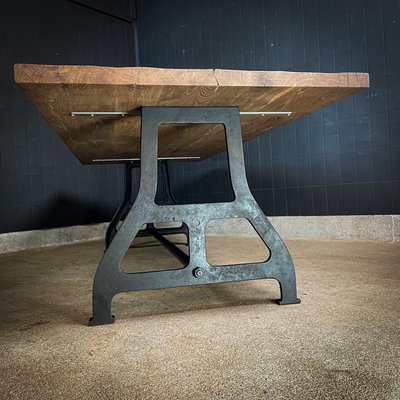 Industrial Dining Table in Rustic Oak-IA-1706081