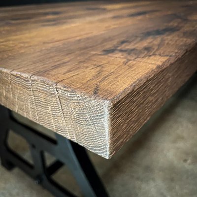 Industrial Dining Table in Rustic Oak-IA-1706081