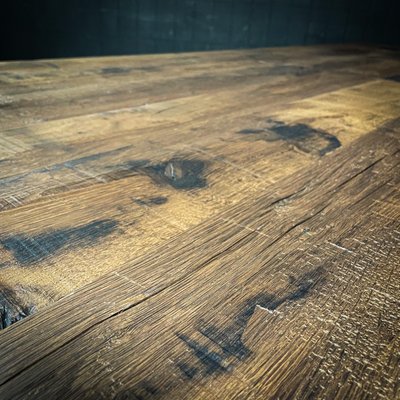 Industrial Dining Table in Rustic Oak-IA-1706081