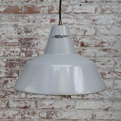 Industrial Dutch Grey Enamel Factory Pendant Lights from Philips-BLS-1319730