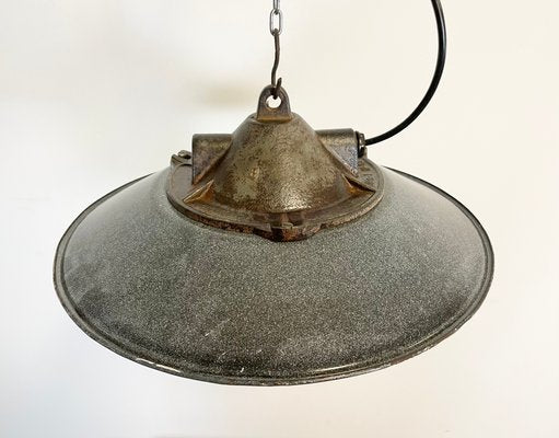 Industrial Enamel Factory Cage Pendant Lamp, 1950s-CGF-1057235