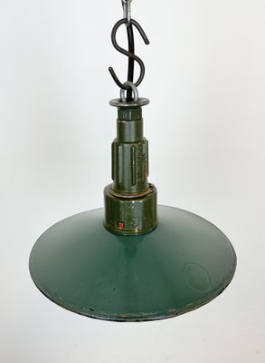 Industrial Enameled Military Pendant Lamp with Cast Aluminium Top, 1960s-CGF-1703764