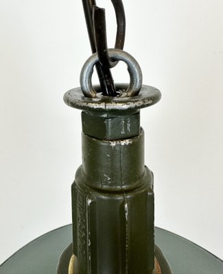 Industrial Enameled Military Pendant Lamp with Cast Aluminium Top, 1960s-CGF-1703764