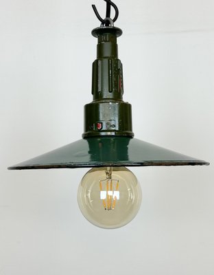 Industrial Enameled Military Pendant Lamp with Cast Aluminium Top, 1960s-CGF-1703764