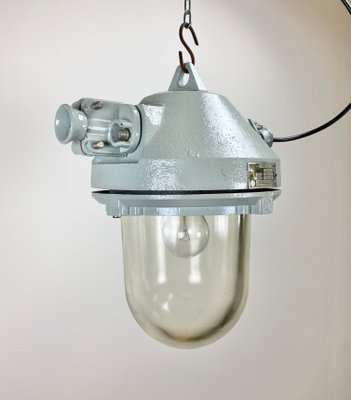 Industrial Explosion Proof Gray Ceiling Lamp from Elektrosvit, 1970s-CGF-666091