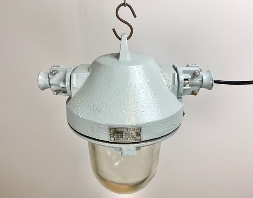 Industrial Explosion Proof Gray Ceiling Lamp from Elektrosvit, 1970s-CGF-666091