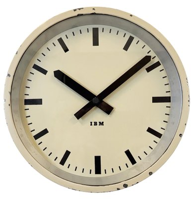 Industrial Factory Beige Wall Clock from IBM, 1950s-CGF-2043790