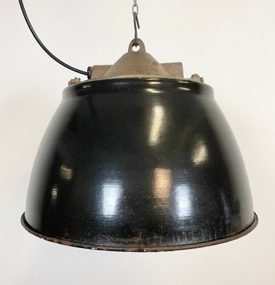 Industrial Factory Black Enamel Cage Pendant Light, 1950s-CGF-1110378