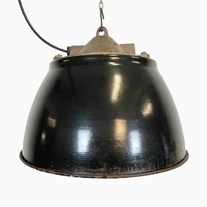 Industrial Factory Black Enamel Cage Pendant Light, 1950s-CGF-1110378