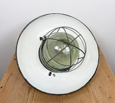 Industrial Factory Cage Pendant Lamp in Cast Iron and Grey Enamel from Zaos, 1960s-CGF-1299920