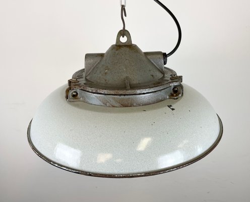 Industrial Factory Cage Pendant Lamp in Cast Iron and Grey Enamel from Zaos, 1960s-CGF-1299920