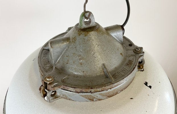 Industrial Factory Cage Pendant Lamp in Cast Iron and Grey Enamel from Zaos, 1960s-CGF-1299920