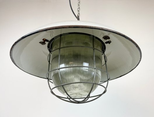 Industrial Factory Cage Pendant Lamp in Cast Iron and Grey Enamel from Zaos, 1960s-CGF-1299920