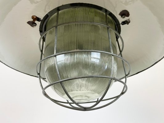 Industrial Factory Cage Pendant Lamp in Cast Iron and Grey Enamel from Zaos, 1960s-CGF-1299920