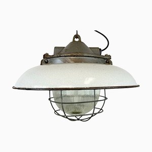 Industrial Factory Cage Pendant Lamp in Cast Iron and Grey Enamel from Zaos, 1960s-CGF-1299920