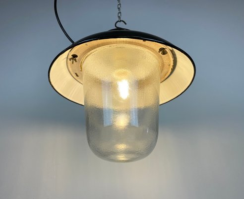 Industrial Factory Hanging Lamp in Black Enamel from Elektrosvit, 1960s-CGF-1299768