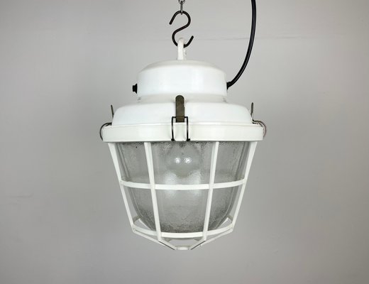 Industrial Factory Light with Plastic Grid from Elektrosvit, 1980s-CGF-1393541