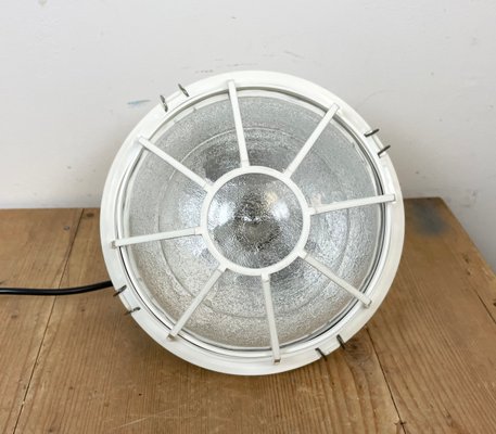 Industrial Factory Light with Plastic Grid from Elektrosvit, 1980s-CGF-1393541