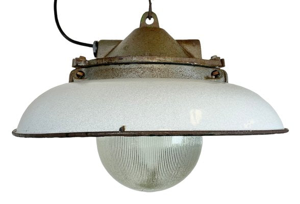 Industrial Factory Pendant Lamp in Cast Iron and Grey Enamel from Zaos, 1960s-CGF-1299911