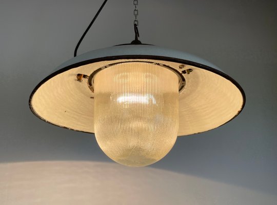 Industrial Factory Pendant Lamp in Cast Iron and Grey Enamel from Zaos, 1960s-CGF-1299911