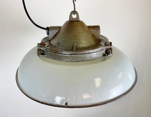 Industrial Factory Pendant Lamp in Cast Iron and Grey Enamel from Zaos, 1960s-CGF-1299911